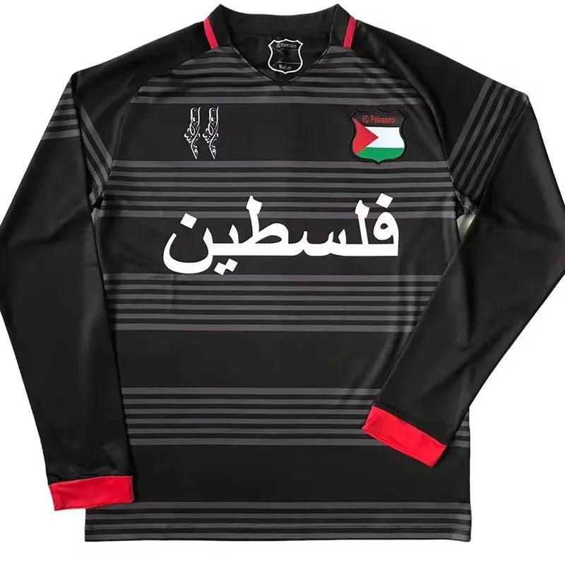 MAILLOT PALESTINE NOIR 2024/2025 VERSION MANCHES LONGUES