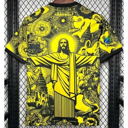 MAILLOT BRÉSIL CONCEPT CHRIST REDEMPTEUR JAUNE FAN 2024/2025