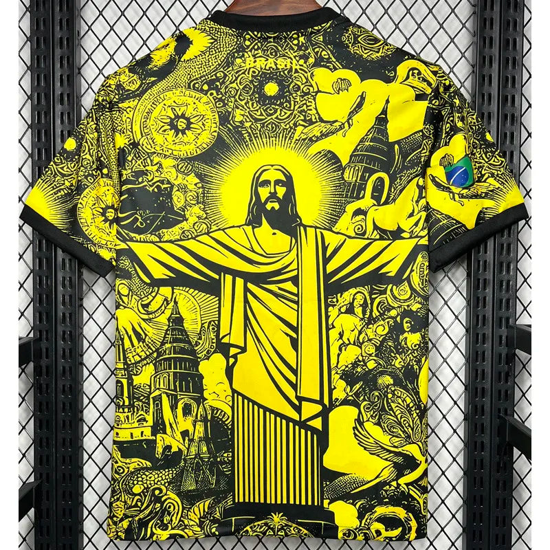 MAILLOT BRÉSIL CONCEPT CHRIST REDEMPTEUR JAUNE FAN 2024/2025
