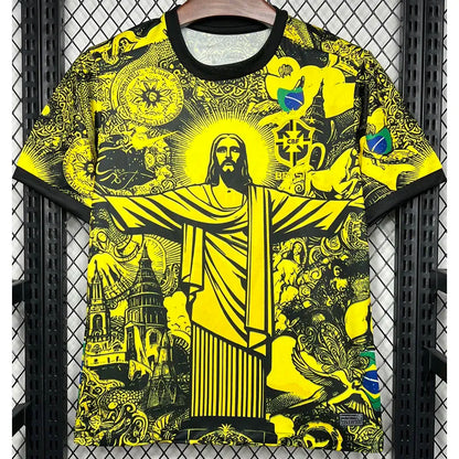 MAILLOT BRÉSIL CONCEPT CHRIST REDEMPTEUR JAUNE FAN 2024/2025