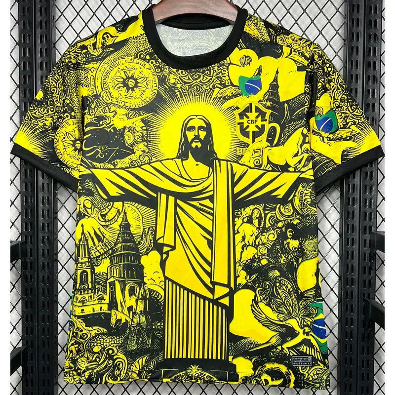 MAILLOT BRÉSIL CONCEPT CHRIST REDEMPTEUR JAUNE FAN 2024/2025