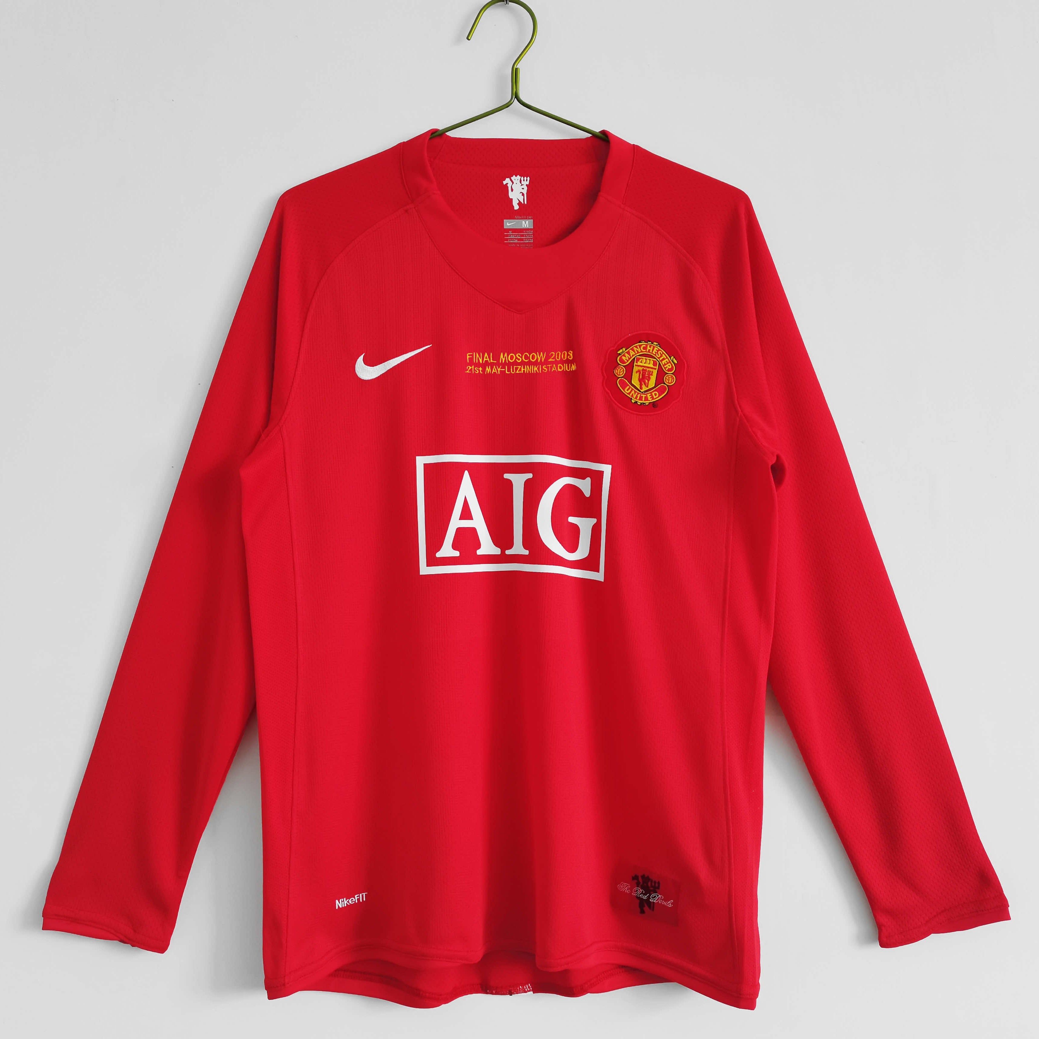 MAILLOT RÉTRO MANCHESTER UNITED DOMICILE 2007/08 MANCHES LONGUES