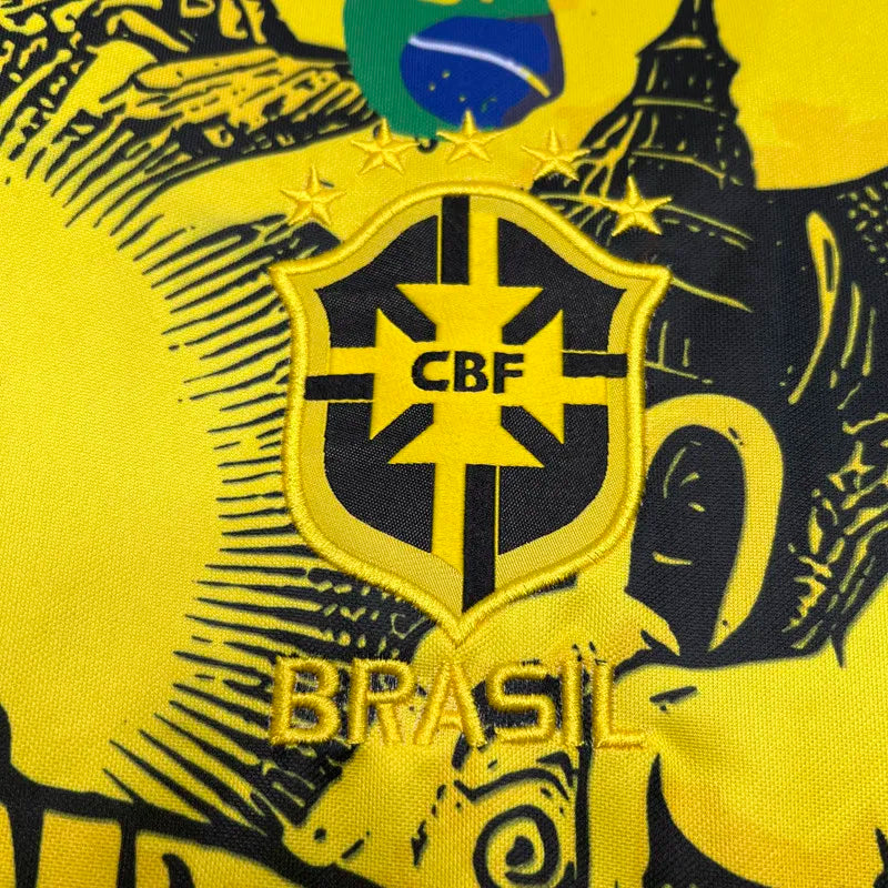 MAILLOT BRÉSIL CONCEPT CHRIST REDEMPTEUR JAUNE FAN 2024/2025