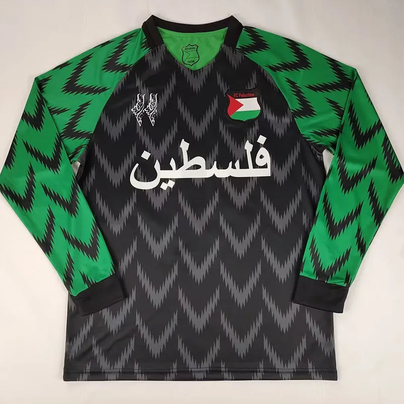 MAILLOT PALESTINE NOIR VERT 2024/2025 VERSION MANCHES LONGUES